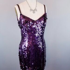 Vintage Plum Purple Silk Sequin Dress